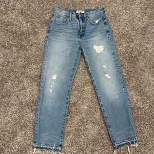 Madewell Classic Straight Jean‎ Distressed Frayed J1978 Denim Women's Size 26